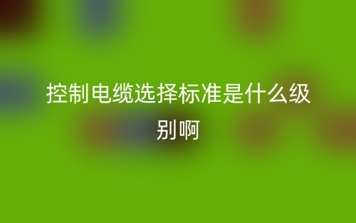 控制电缆选择标准是什么级别啊？举例说明(图1)
