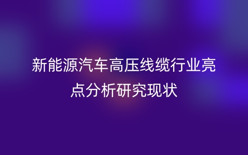 新能源汽车高压线缆行业亮点分析研究现状(图1)
