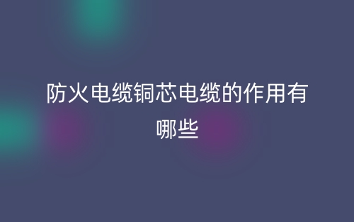 防火电缆铜芯电缆的作用有哪些？(图1)