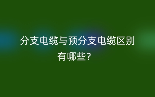 分支电缆与预分支电缆区别有哪些？(图1)