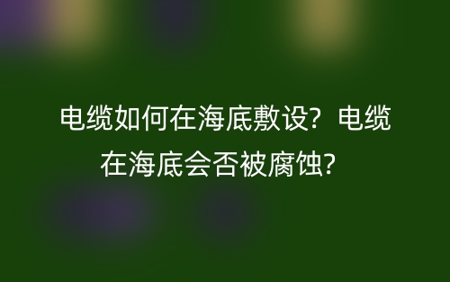 电缆如何在海底敷设?  电缆在海底会否被腐蚀?  (图1)