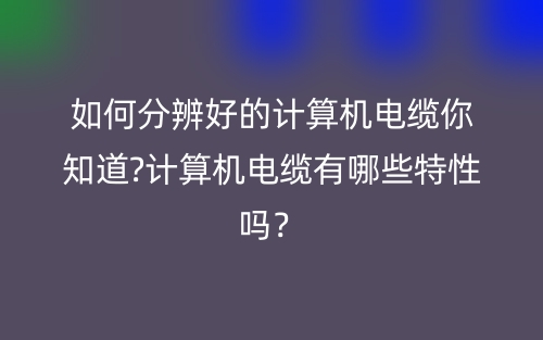 如何分辨好的计算机电缆你知道?计算机电缆有哪些特性吗？(图1)